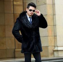 Black Autumn faux mink leather jacket mens winter thicken warm fur leather coat men slim jackets jaqueta de couro fashion 2024 - buy cheap