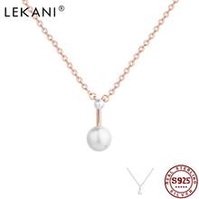 LEKANI Genuine 925 Sterling Silver Choker Necklaces Women Simple Shell Pearl Necklace Elegant Fine Jewelry Give Girlfriend Gift 2024 - buy cheap