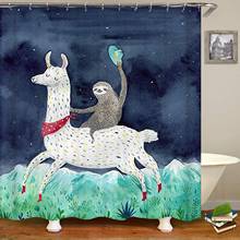 Funny Sloth Ride Llama Shower Curtain,Waterproof Polyester Fabric 2024 - buy cheap