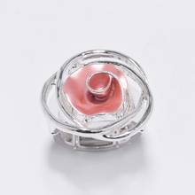 Luxo 2020 esmalte ajustável elástico grande flor rosa anéis meninas tendência anel de casamento para mulheres presente joia 2024 - compre barato