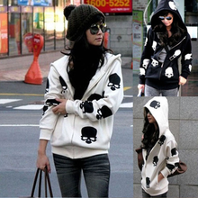 2020 New Product Women's Skull Zipper Hooded fashion Casual Hoodies Jacket Coat Tops Harajuku Female 2024 - buy cheap