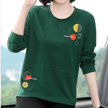 Shintimes-Camiseta de manga larga para mujer, camisa Vintage de algodón con bordado Floral de talla grande, ropa para mujer 2020 2024 - compra barato
