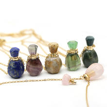 Natural Perfume Bottle Crystal Stone Pendant Necklace Fluorite Agates Jades Essential Oil Diffuser Charm Copper Chain Jewelry 2024 - buy cheap