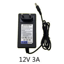 Adaptador de fuente de alimentación CC 12V 3A, cargador con enchufe europeo 5,5mm * 2,5mm (2,1mm) 100-240V 18650, batería de iones de litio 2024 - compra barato