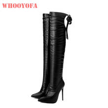 Sale  Brand New Fashion White Women Thigh High Slouch Boots High Thin Heels Lady Nude Shoes WL360 Plus Big Size 10 43 46 48 2024 - buy cheap