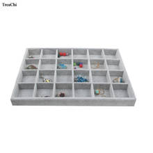 Quality Velvet Multifunctional Jewelry Organizer Tray Grey Ring Earring Necklace Display Case Chain Bead Storage Grid Tray 2024 - buy cheap