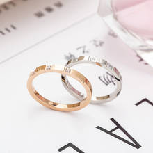 Yun ruo pavê anel de zircão para casal, joia de aço de titânio com cor ouro rosê, presente de aniversário para mulheres, nunca desbota, envio direto 2024 - compre barato