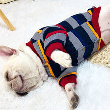 Striped Dog Sweaters for Small Medium Dogs Button Dog Clothes French Bulldog Cardigan Sweater Pet Dog Jacket Winter Pets Costume 2024 - buy cheap