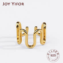 Anéis de prata esterlina para mulheres 925, anel feminino de cor dourada ondulada, vintage, joias da moda, grandes, ajustáveis, anel antigo 2024 - compre barato