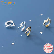 Trustdavis Real 925 Sterling Silver Fashion INS Geometry Lightning Mini Hoop Earring For Women Wedding Party S925 Jewelry DA1738 2024 - buy cheap