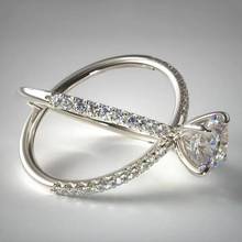 Серебряные украшения S925, Женское кольцо с перекрестным кристаллом 2024 - купить недорого