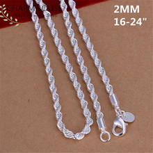 Colares de prata esterlina 925 para homens e mulheres, corrente de ligação torcida de 2mm, acessórios de joias e bijuterias 2024 - compre barato