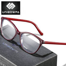 Gafas de acetato rojo para mujer, anteojos Retro con montura de ojo de gato, gafas graduadas ópticas, montura para miopía femenina, gafas transparentes de marca Vintage 2024 - compra barato