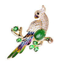 Top Quality Parrot Vintage Enamel Women Man Brooches CZ Animal Bird Party Brooch Hijab Pins Suit Accessories New Year Gift 2024 - buy cheap