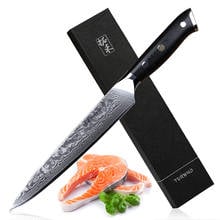 TURWHO 8" inch Slicing Knife Japan Damascus Steel Cleaver Meat Knife Ebony G10 Handle Professional Sashimi Sushi Chef's Knives 2024 - buy cheap