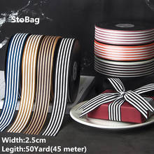 StoBag 50Yard Stripe Color Ribbon Wedding Party Handmade Gift Box Roses Crafts Decoration Stickers Width 2.5cm Wrapping 2024 - buy cheap