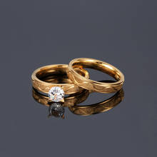 Модное кольцо для влюбленных из нержавеющей стали золотого цвета для женщин и мужчин, парные кольца с фианитами и кристаллами, роскошные брендовые ювелирные изделия, свадебный подарок, кольца 2024 - купить недорого
