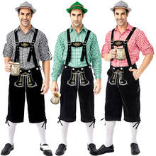 Roupa de homem oktoberfestiva lederhosen com suspensórios, conjunto masculino de chapéu, fantasia de garçom, para cosplay de festa, tamanho m a 2xl 2024 - compre barato