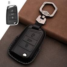 Leather Remote Key Cover Case For VW Polo Golf 7 Tiguan For Skoda Octavia Kodiaq Karoq For Seat Ateca Leon 2014- 2024 - buy cheap