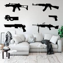 Conjunto de adesivos de parede para quarto de menino, conjunto com apliques de 6 lados em arma, adesivo militar para parede, decoração em vinil para quarto 2024 - compre barato