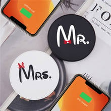 Милое Беспроводное зарядное устройство Mr Mrs Couple Qi с бантом для iPhone 11Pro Max 8 Plus X XR XS, Индукционная зарядная панель для Samsung S20 S10 9 plus 2024 - купить недорого