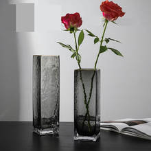 Современная креативная ваза, украшение для гостиной, Цветочная композиция, стеклянная прозрачная квадратная легсветильник Роскошная ваза для цветов 2024 - купить недорого