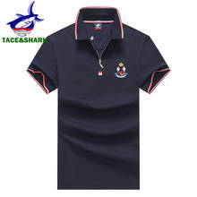 Tace & shark-camisa polo masculina bordada de tubarão, nova roupa de marca famosa, cor sólida, fashion, vermelho, social, 2020 2024 - compre barato