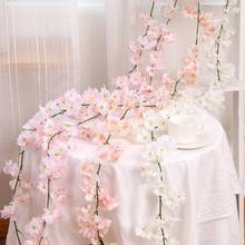 1.8m flores de cerejeira artificial videira flores sakura lvy pendurado pedante para casamento arco parede pendurado guirlanda grinalda slingers 2024 - compre barato
