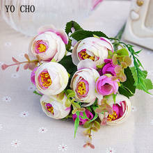 10 голов искусственные маленькие Чайные розы Букет имитация цветка розы Букет Свадебные Цветочные домашние вечерние Декоративные искусственные цветы 2024 - купить недорого