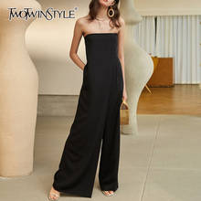 TWOTWINSTYLE Elegant Asymmetrical Women Jumpsuit Slash Neck Sleeveless High Waist Jumpsuits For Female Fashion Summer 2022 New 2024 - buy cheap