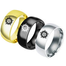 Supernatural Stainless Steel Rings for Men women Punk Pentagram Sun star satan Ring Fashion Gold Black Sliver Color finger ring 2024 - buy cheap