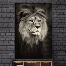 Pinturas en lienzo de cabeza de león salvaje africano en la pared, carteles artísticos e impresiones de animales negros, imágenes artísticas de pared para decoración del hogar 2024 - compra barato