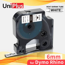 UniPlus-Tubo termorretráctil Compatible con Dymo Rhino, cintas de etiquetas de 6mm, color negro y blanco, 18051, 4200, 5200, 6000, 6500 2024 - compra barato