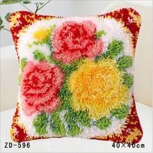 Latch Hook Throw Pillows Handwerken Knooppakket Embroidery Pillow Flower Knitting Needlework Crochet Hook Embroidery Pillowcase 2024 - buy cheap