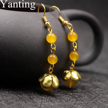 Yanting Yellow Chalcedony Stone Earrings Gold Color Flower Hanging Earrings Gifts For Women Simple Design Handmade Jewelry 0121 2024 - buy cheap