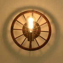 Lámpara de pared Vintage Industrial para restaurante, Bar, cafetería, pasillo, dormitorio, escalera, balcón, candelabro con rueda de hierro 2024 - compra barato