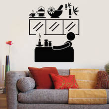 Adesivo de vinil para bule de chá, decalque de parede para relaxamento, massagem saudável, spa, terapia, quarto, decoração de parede, pôsteres de mural lc1499 2024 - compre barato
