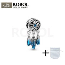 799341C01 2021 New Hot 100% 925 Sterling Silver Three Blue Leaves Look Simple and Stylish Round Beads Free Shipping Wholesale 2024 - buy cheap