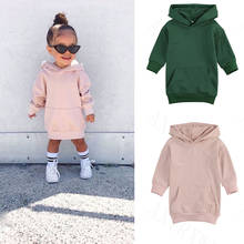 Toddler Infant Kids Sweater Dress Baby Girls Long Sleeve Autumn Clothes Solid Hooded Pullover Dress Casual Tops for Children 2024 - buy cheap