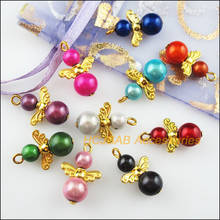 20Pcs Gold Color Wings Mixed Beads Dancing Angel Charms Pendants 14x21mm 2024 - buy cheap