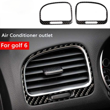 Panel de ventilación de aire acondicionado para coche, pegatina Interior de fibra de carbono, 2 piezas, para VW volkswagen golf 6 gti R MK6 2008-2012 2024 - compra barato