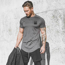 Nova moda t-shirts de malha respirável dos homens de fitness de manga curta t-shirts apertadas camisa casual verão 2024 - compre barato