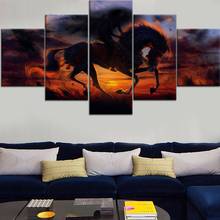 Top-Rated 5 Pieces Printing Canvas Painting Evil Riding Horse In Sunset Type Poster Home Decor Living Room Wall Art Framework 2024 - buy cheap