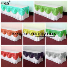 Banquet Wedding Ice Silk Table Skirt \ Table Cloth Skirting With Valance Swag Drape Decoration 2024 - buy cheap