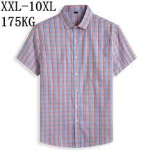 Camisa xadrez masculina de 2020 algodão, camisa casual de verão com mangas curtas para homens, 10xl, 8xl, 7xl, 100% 2024 - compre barato