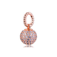 Berloque para pulseira pandora 100% prata esterlina 925 pingente redondo rosa frete grátis 2024 - compre barato