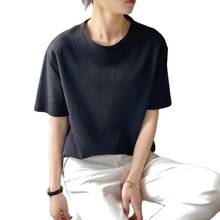 Camisetas 100% de algodón para mujer, camisetas de manga corta de estilo coreano sólido, camisetas Vogue Vintage, camisetas Hipster divertidas para mujer 2021 2024 - compra barato