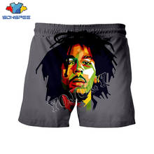 Sonspee verão praia men board shorts rock cantor bob marley 3d impresso engraçado moda casual calças curtas unisex calções de natação 2024 - compre barato