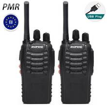 Walkie talkie portátil uhf 16ch, 2 peças, baofeng BF-88E pmr 446mhz 0.5w, usb, com carregador usb, ham two rádio de viagem BF-888S bf888s 2024 - compre barato