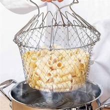 1pcs Foldable Steam Rinse Strain Fry French Magic Basket Mesh Basket Strainer Net Kitchen Cooking Tool Drop Shipping 2024 - buy cheap